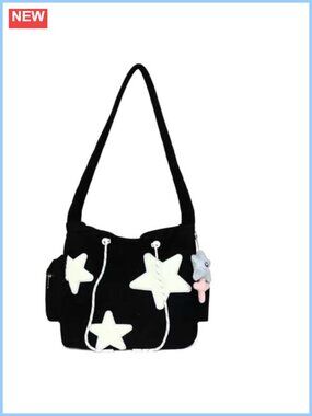 Corduroy Crossbody Bag Women Y2K Star Patches Messenger Tote